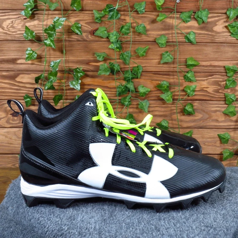 Under Armour Crusher RM‎ Mens Football Cleats Size 16 Athletic Black White Neon